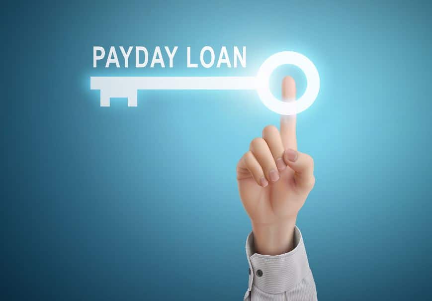 Hand reaching for a digital key to unlock a payday loan